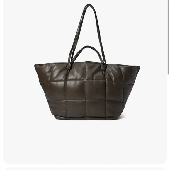 All Saints Nadaline Quilted Leather Tote Bag Olive Green Org. 369.00 - Picture 2 of 3